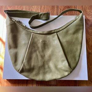 Burkely JJ Tea Green Leather Croissant Bag